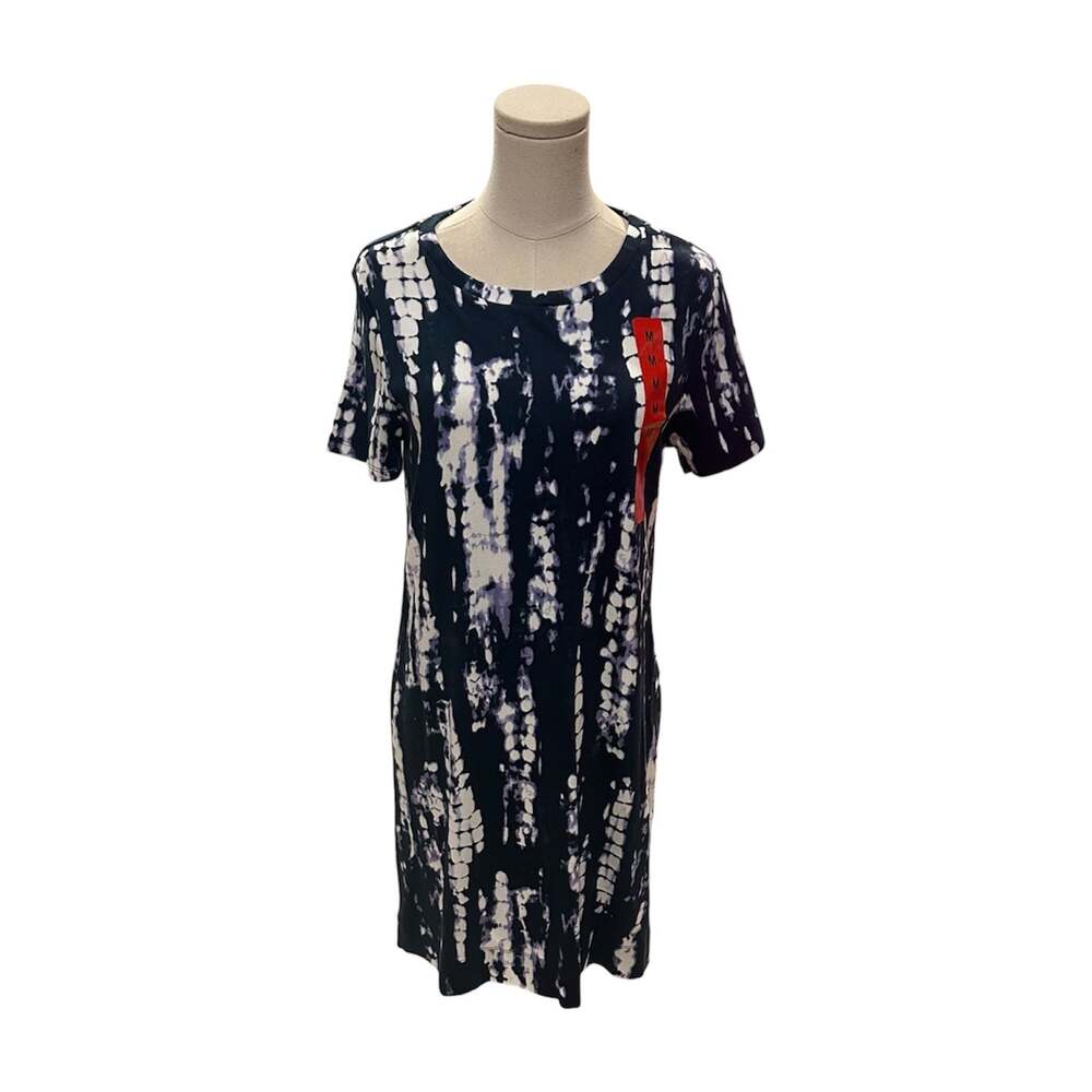 Ellen Tracy Ladies' Pima Cotton A-Line T-Shirt Dress in Mood Indigo Tie Dye Sz M